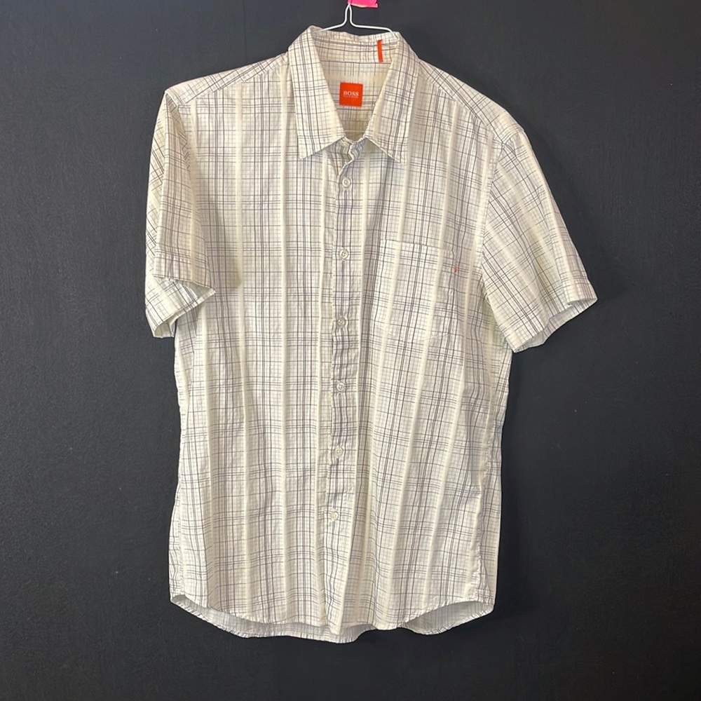Mens Hugo Boss short sleeve button down shirt size L